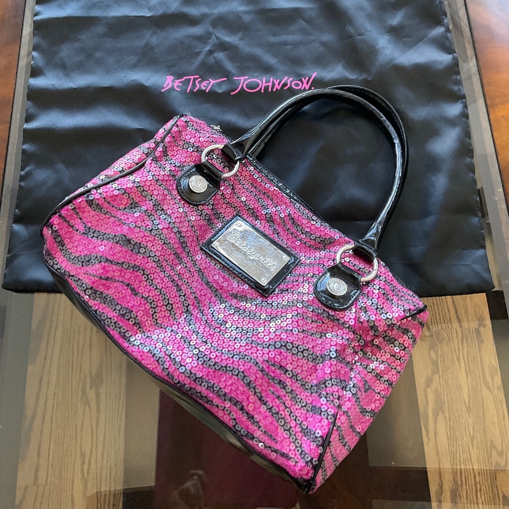 Betsey Johnson zebra sequined bag in excellent condition